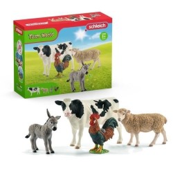 Figurines 4 animaux de la ferme, Coffret de 4 animaux, Schleich 42385