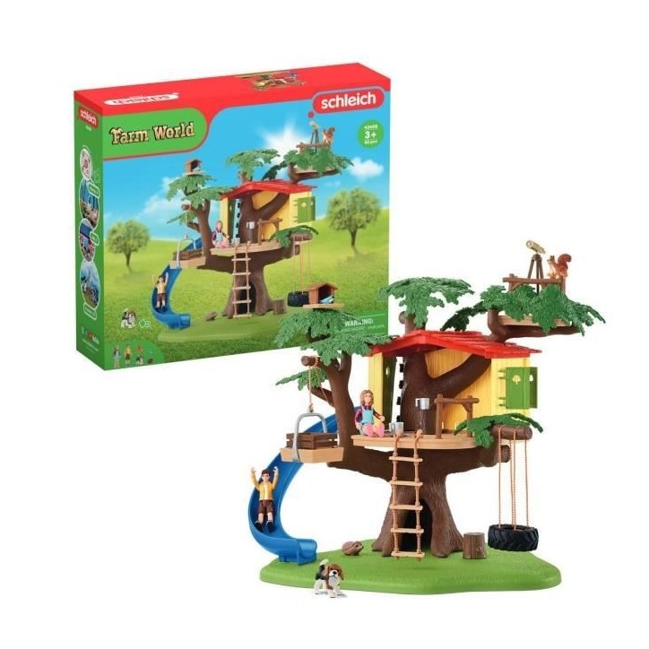Cabane aventure dans les arbres, coffret de 60 pieces détaillées avec balançoire, 2 figurines d'enfant et figurines d'animaux Cabane aventure dans les arbres, coffret de 60 pieces détaillées avec balançoire, 2 figurines d'enfant et figurines d'animaux