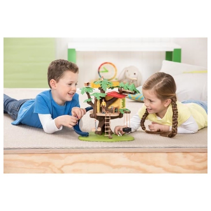Cabane aventure dans les arbres, coffret de 60 pieces détaillées avec balançoire, 2 figurines d'enfant et figurines d'animaux Cabane aventure dans les arbres, coffret de 60 pieces détaillées avec balançoire, 2 figurines d'enfant et figurines d'animaux
