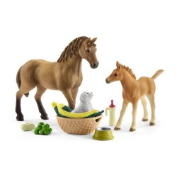 Assortiment Figurine Cheval avec Poulain et Chiot - Animaux de la Ferm