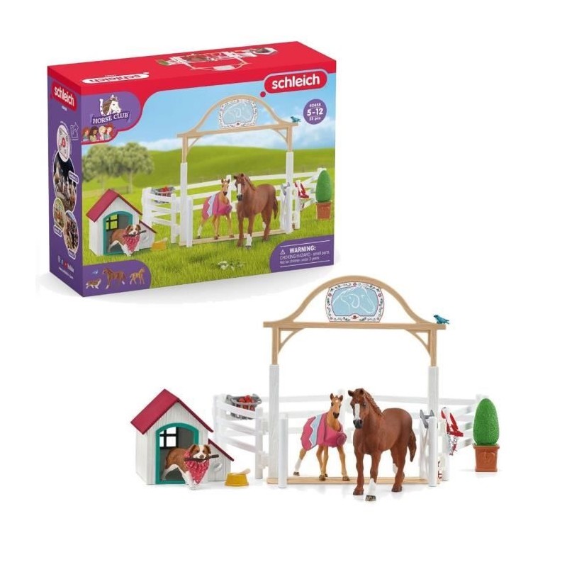 Enclos pour chevaux d'Hannah avec chienne Ruby, coffret schleich avec Enclos pour chevaux d'Hannah avec chienne Ruby, coffret schleich avec