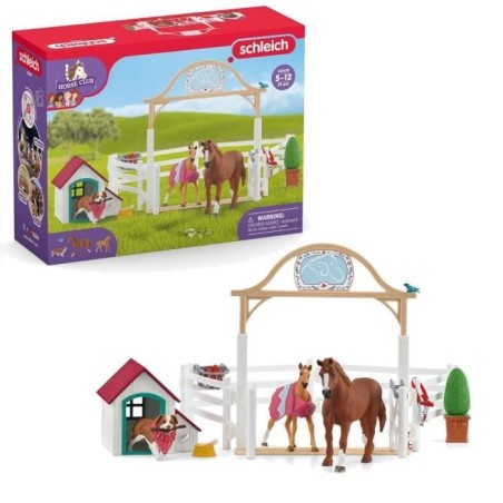 Enclos pour chevaux d'Hannah avec chienne Ruby, coffret schleich avec