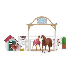 Enclos pour chevaux d'Hannah avec chienne Ruby, coffret schleich avec