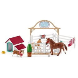 Enclos pour chevaux d'Hannah avec chienne Ruby, coffret schleich avec
