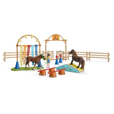 Coffret d'Entraînement Agilité Équestre avec Cheval Schleich, Dresseur et Accessoires - Ensemble Équestre de 41 Pieces - Cad