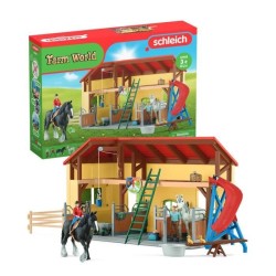 Écurie avec boxes et animaux, coffret de 82 pieces avec chevaux, Schl