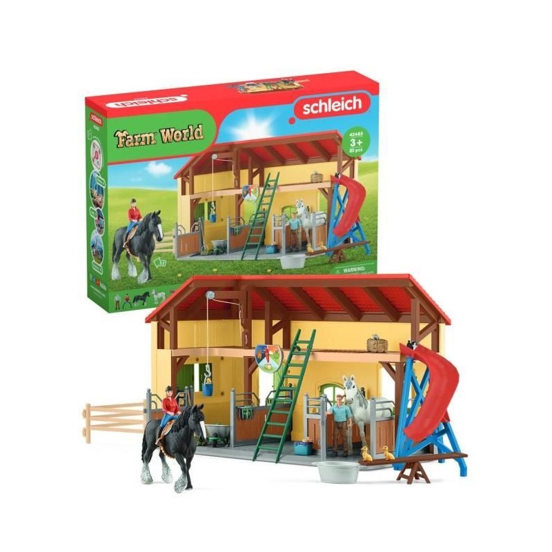 Écurie avec boxes et animaux, coffret de 82 pieces avec chevaux, Schl Écurie avec boxes et animaux, coffret de 82 pieces avec chevaux, Schl