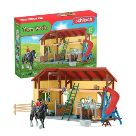 Écurie avec boxes et animaux, coffret de 82 pieces avec chevaux, Schl