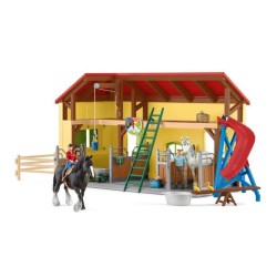 Écurie avec boxes et animaux, coffret de 82 pieces avec chevaux, Schl