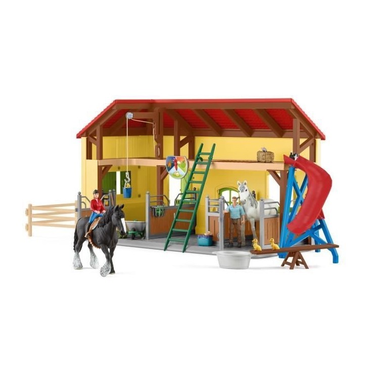 Écurie avec boxes et animaux, coffret de 82 pieces avec chevaux, Schleich 42485 Farm World, Des 4 ans
