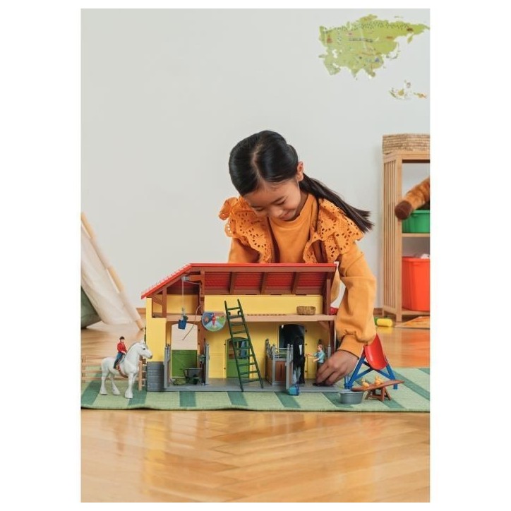 Écurie avec boxes et animaux, coffret de 82 pieces avec chevaux, Schleich 42485 Farm World, Des 4 ans