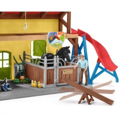 Écurie avec boxes et animaux, coffret de 82 pieces avec chevaux, Schl