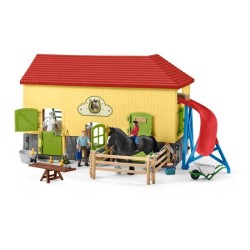 Écurie avec boxes et animaux, coffret de 82 pieces avec chevaux, Schl