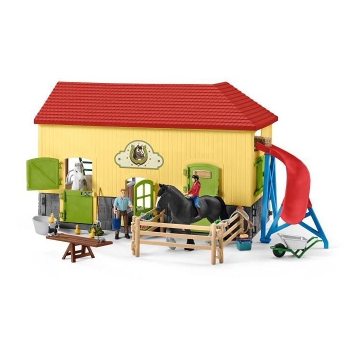 Écurie avec boxes et animaux, coffret de 82 pieces avec chevaux, Schleich 42485 Farm World, Des 4 ans