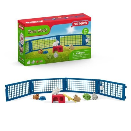 Maison pour lapin et cochons d'inde, coffret figurine et accessoires,