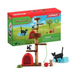 Coffret Aire de jeu pour chats adorables, figurines d'animaux avec cha