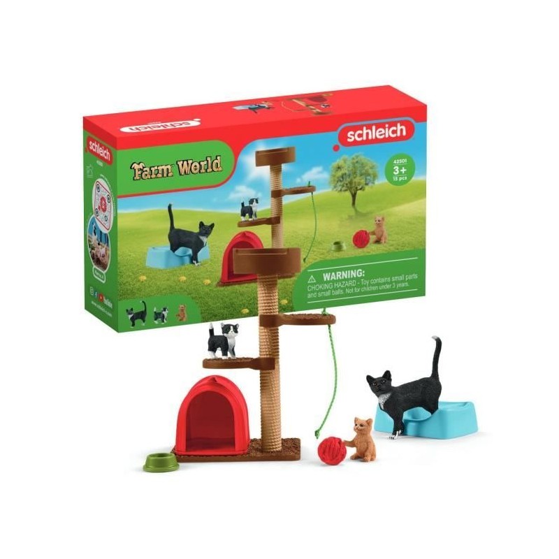 Coffret Aire de jeu pour chats adorables, figurines d'animaux avec cha Coffret Aire de jeu pour chats adorables, figurines d'animaux avec cha