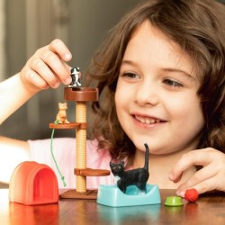 Coffret Aire de jeu pour chats adorables, figurines d'animaux avec cha