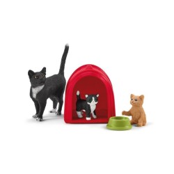 Coffret Aire de jeu pour chats adorables, figurines d'animaux avec cha