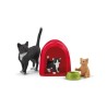 Coffret Aire de jeu pour chats adorables, figurines d'animaux avec cha