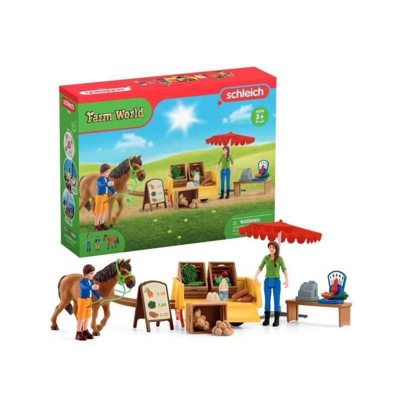Étal mobile de la ferme, jeu de ferme avec figurines de fermiers, che Étal mobile de la ferme, jeu de ferme avec figurines de fermiers, che