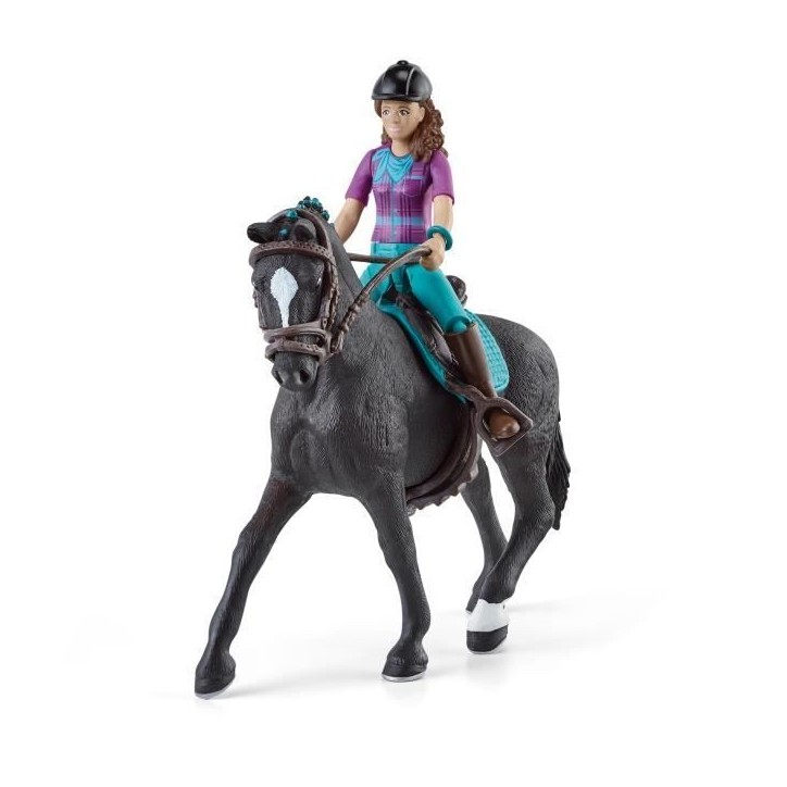 Figurine Cavaliere Lisa et Storm, coffret schleich avec 10 éléments inclus dont 1 cheval schleich hanovrien et sa cavaliere,