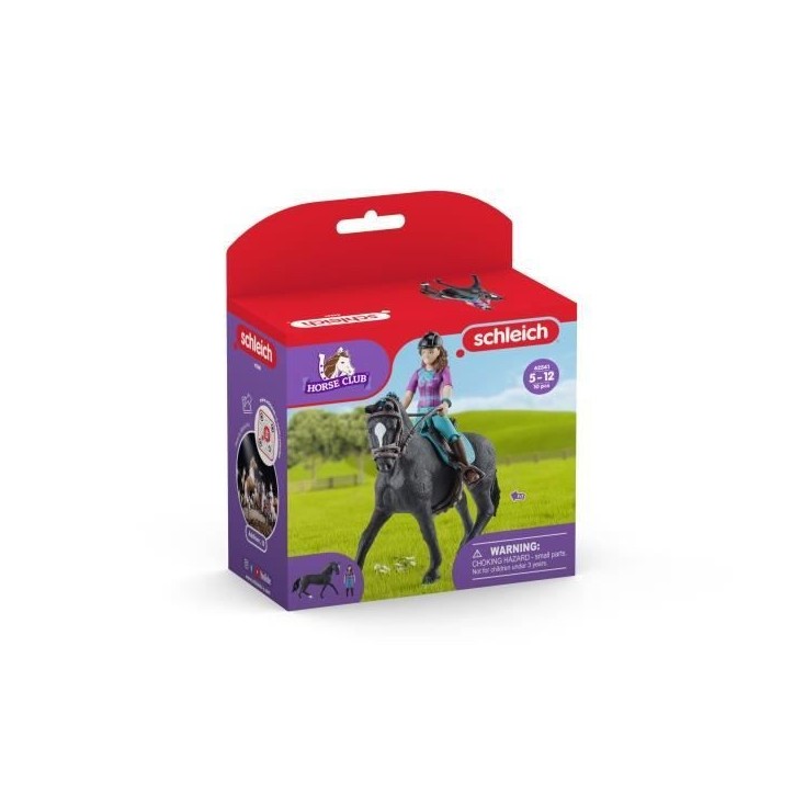 Figurine Cavaliere Lisa et Storm, coffret schleich avec 10 éléments inclus dont 1 cheval schleich hanovrien et sa cavaliere,