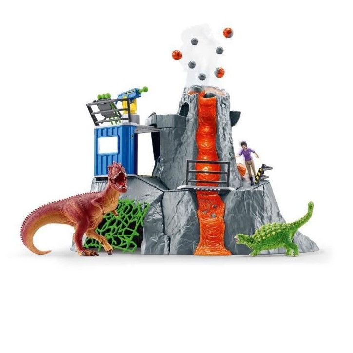 Expédition au grand Volcan, 1 figurine de chercheuse et 2 jouets dinosaures, Pour enfants des 5 ans, Schleich 42564 DINOSAURS Expédition au grand Volcan, 1 figurine de chercheuse et 2 jouets dinosaures, Pour enfants des 5 ans, Schleich 42564 DINOSAURS
