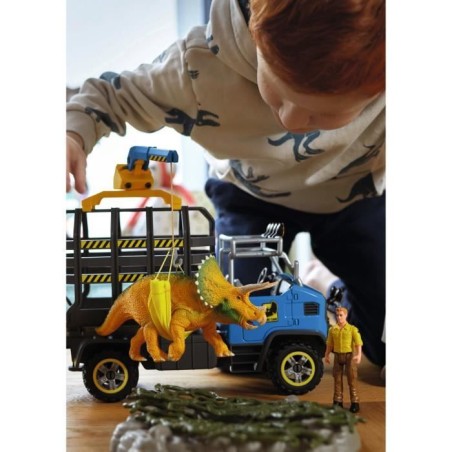 Mission de transport Dino, coffret de 43 pieces avec figurine tricératops et camion de transport, jouets dinosaures pour enfant