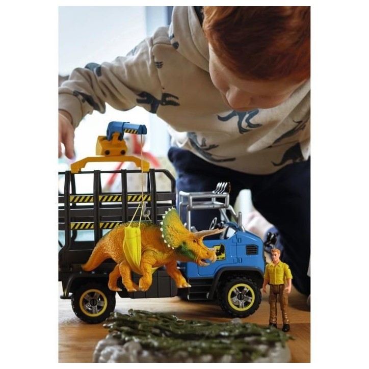 Mission de transport Dino, coffret de 43 pieces avec figurine tricératops et camion de transport, jouets dinosaures pour enfant Mission de transport Dino, coffret de 43 pieces avec figurine tricératops et camion de transport, jouets dinosaures pour enfant