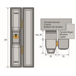 Verrou - ABUS - FTS3002 S KA AL0125 - Sécurité pour fenetres en alu,