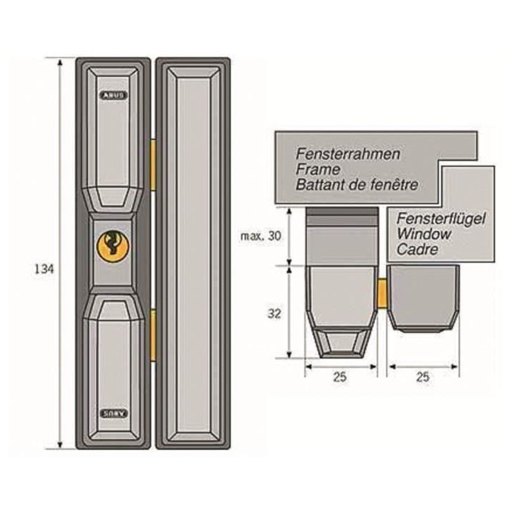 Verrou - ABUS - FTS3002 S KA AL0125 - Sécurité pour fenetres en alu, bois, plastique - Clé nécessaire uniquement pour l'ouve Verrou - ABUS - FTS3002 S KA AL0125 - Sécurité pour fenetres en alu, bois, plastique - Clé nécessaire uniquement pour l'ouve