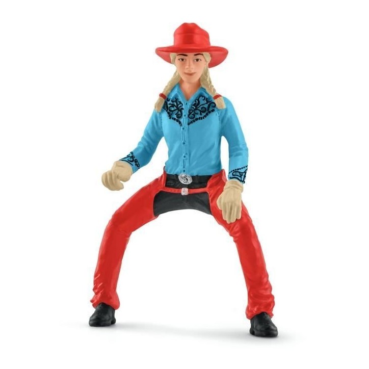 Figurine Cowgirl et Tonneaux de Racing, avec figurine et cheval, Schleich 42576 Farm World Figurine Cowgirl et Tonneaux de Racing, avec figurine et cheval, Schleich 42576 Farm World