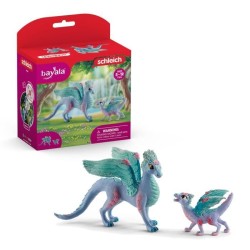 Figurines Dragon Fleuri avec son petit, Coffret Schleich 70592 Bayala,
