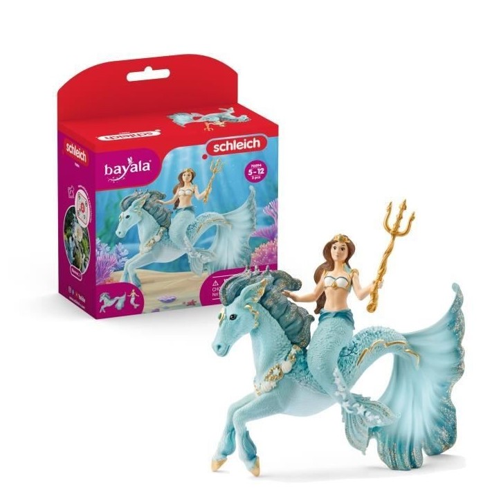 Figurine Sirene Eyela sur cheval de mer - avec sa Baguette Magique - Schleich 70594 Bayala - Des 5 ans Figurine Sirene Eyela sur cheval de mer - avec sa Baguette Magique - Schleich 70594 Bayala - Des 5 ans