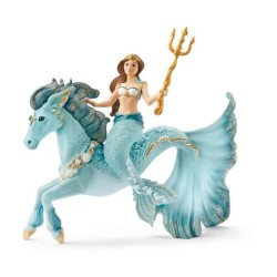 Figurine Sirene Eyela sur cheval de mer - avec sa Baguette Magique - S