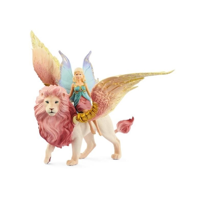 Figurine Elfe sur lion ailé, Figurine fée détachable chevauchant un Figurine Elfe sur lion ailé, Figurine fée détachable chevauchant un