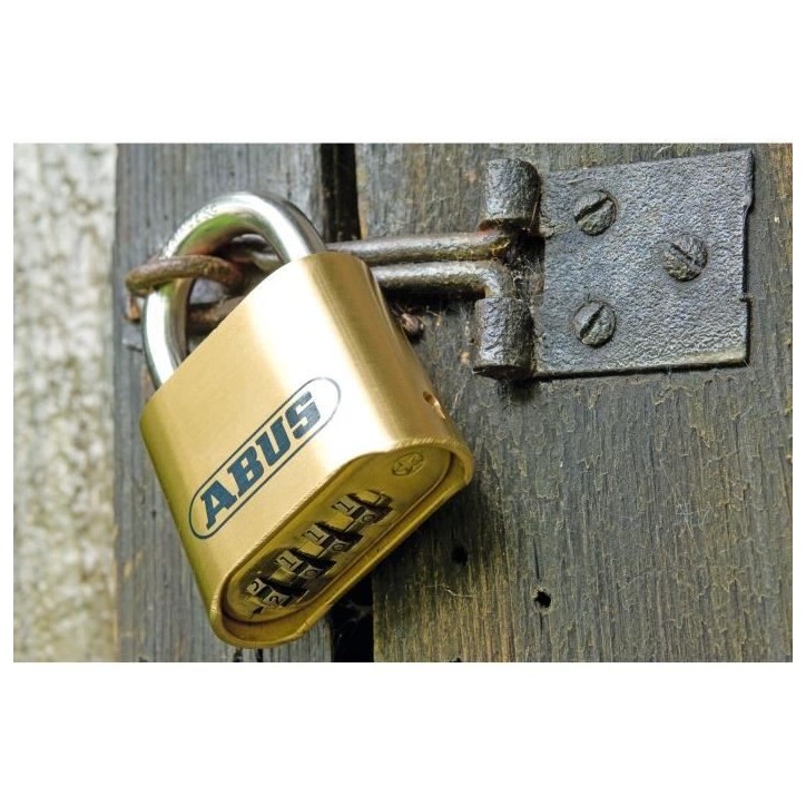 Cadenas a combinaison - ABUS - 180IB/50 B/DFNLI - Corps laiton forgé - Anse inox - Code numérique a quatre chiffres Cadenas a combinaison - ABUS - 180IB/50 B/DFNLI - Corps laiton forgé - Anse inox - Code numérique a quatre chiffres