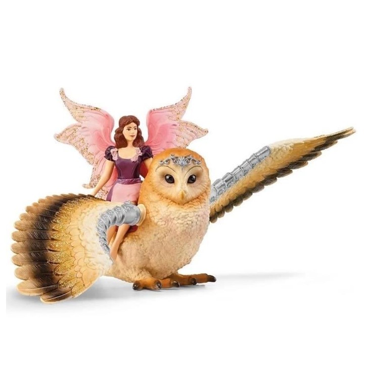 Figurine SCHLEICH Elfe a dos de chouette scintillante V2 - Gamme bayala Figurine SCHLEICH Elfe a dos de chouette scintillante V2 - Gamme bayala