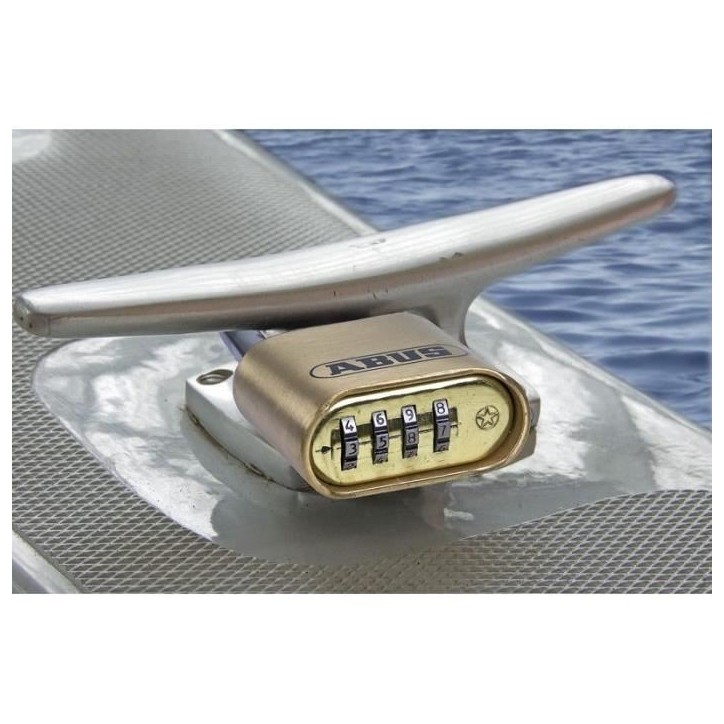 Cadenas a combinaison - ABUS - 180IB/50 B/DFNLI - Corps laiton forgé - Anse inox - Code numérique a quatre chiffres Cadenas a combinaison - ABUS - 180IB/50 B/DFNLI - Corps laiton forgé - Anse inox - Code numérique a quatre chiffres