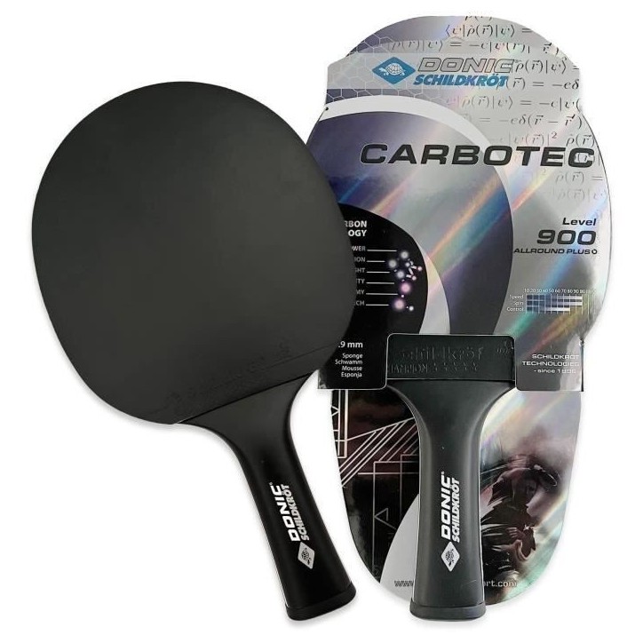 Raquette de tennis de table - SCHILDKRÖT - Qualité supérieure - Epaisseur 1.9 mm - CARBOTEC 900