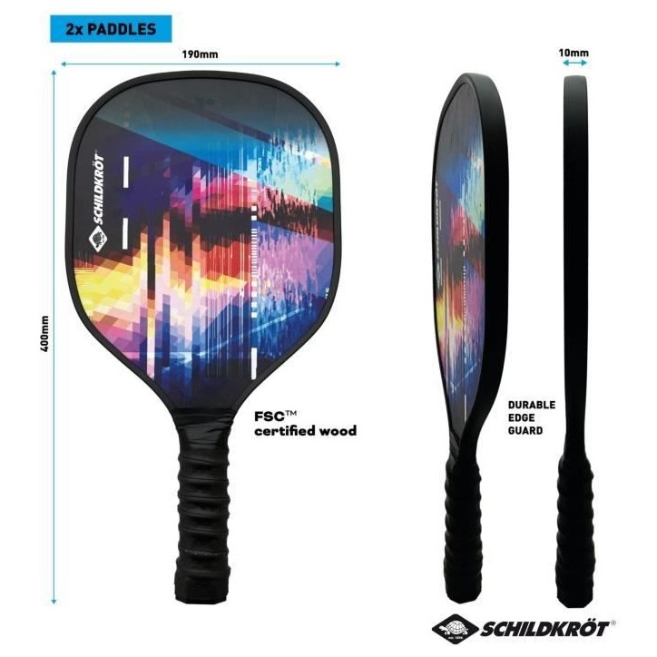 Set de Pickleball - SCHILDKRÖT - Jeu de raquettes - 2 raquettes + 2 balles Set de Pickleball - SCHILDKRÖT - Jeu de raquettes - 2 raquettes + 2 balles
