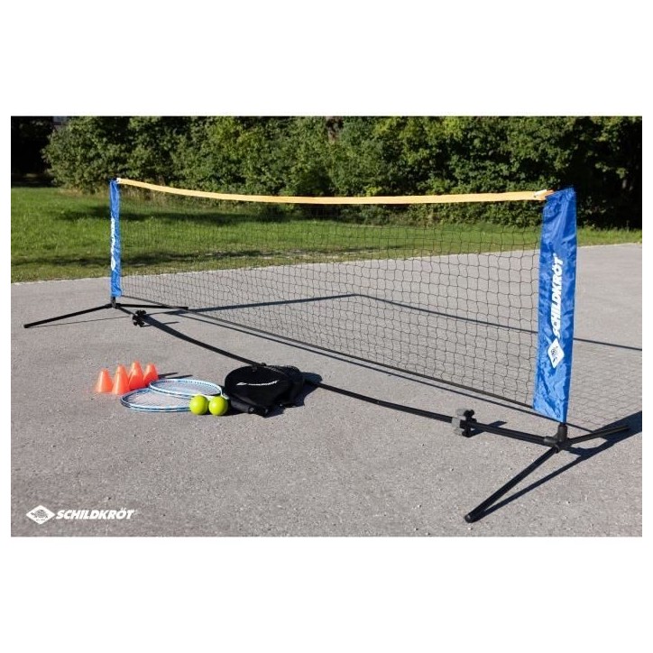 Sac a dos de tennis - SCHILDKROT - 2 raquettes + housses - 2 balles mousse Ø7mm - Filet autoportant 75x300 cm - 6 cônes de ma