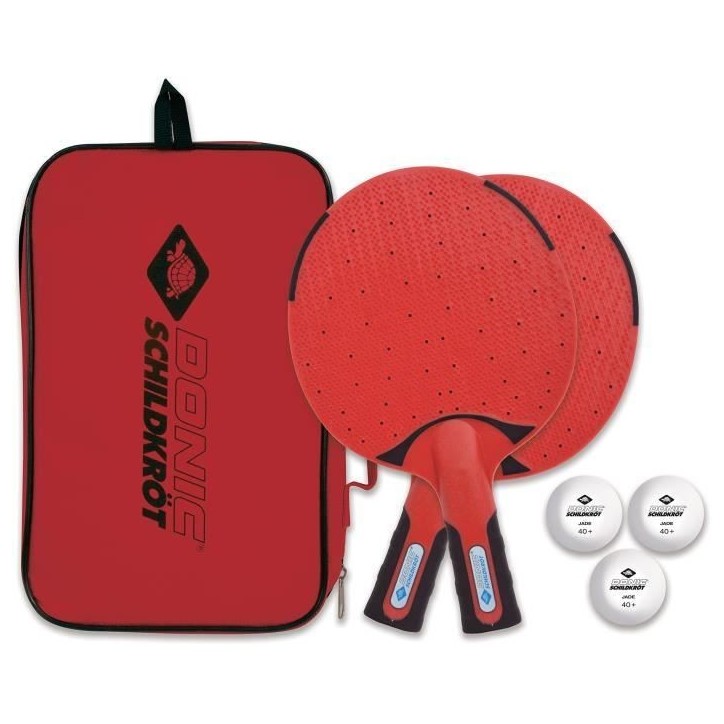 Set de tennis de table / ping pong - SCHILDKRÖT - 2 raquettes + 3 balles - Sac de transport inclus - OUTDOOR