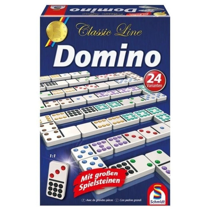 Jeu de Domino - SCHMIDT SPIELE - Classic line - 55 dominos grand format - 24 variantes de regles Jeu de Domino - SCHMIDT SPIELE - Classic line - 55 dominos grand format - 24 variantes de regles