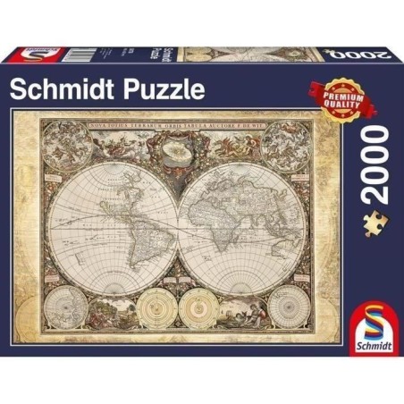 Puzzle Mappemonde Historique - Schmidt Spiele - 2000 Pieces - Qualité Premium