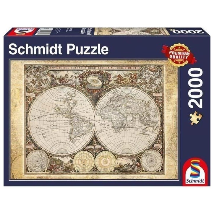 Puzzle Mappemonde Historique - Schmidt Spiele - 2000 Pieces - Qualité Premium Puzzle Mappemonde Historique - Schmidt Spiele - 2000 Pieces - Qualité Premium