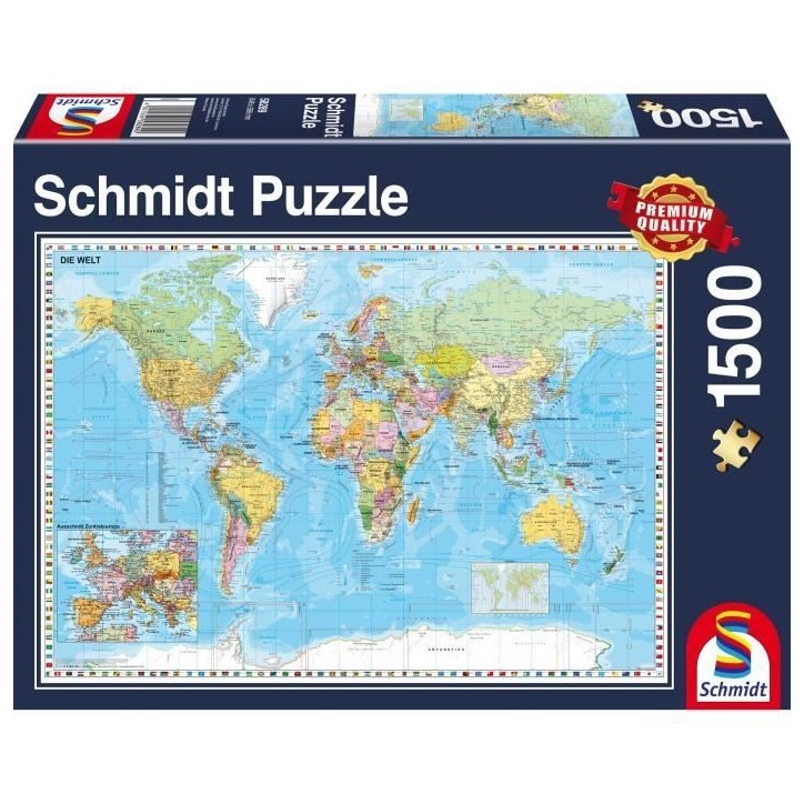 Puzzle Planisphere - SCHMIDT SPIELE - 1500 pieces - Voyage et cartes - Bleu - 12 ans Puzzle Planisphere - SCHMIDT SPIELE - 1500 pieces - Voyage et cartes - Bleu - 12 ans
