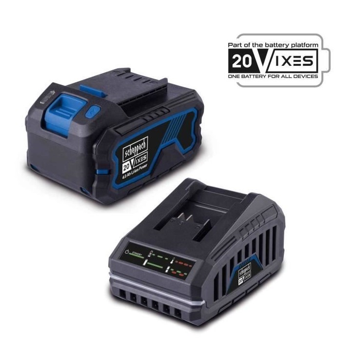 batterie 4.0Ah 20V + chargeur - batterie universelle pour la gamme SCHEPPACH 20V IXES