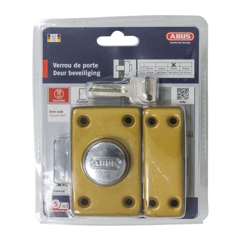 Verrou - ABUS - CLK CB 45 B EK - Coffre, gâche et pene en acier - Cyl Verrou - ABUS - CLK CB 45 B EK - Coffre, gâche et pene en acier - Cyl